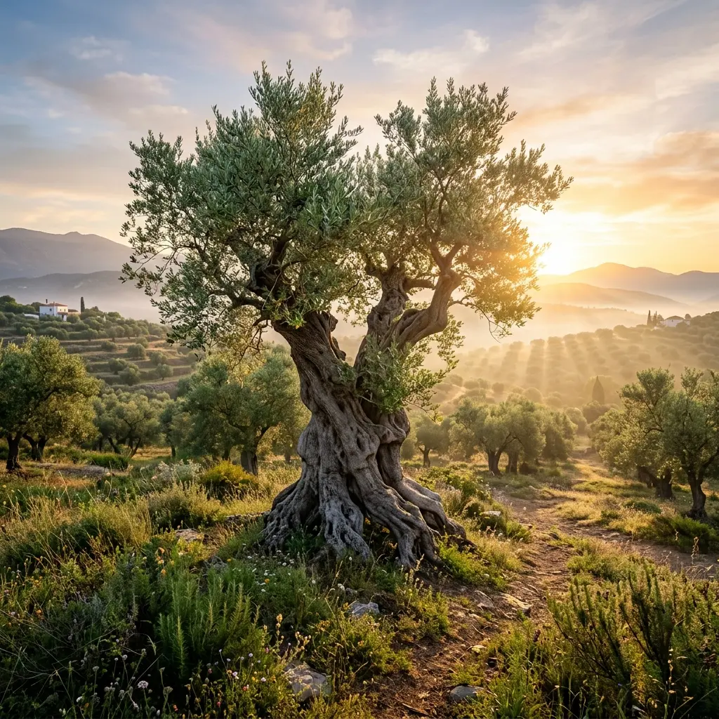 Majestic ancient olive tree in Sparta